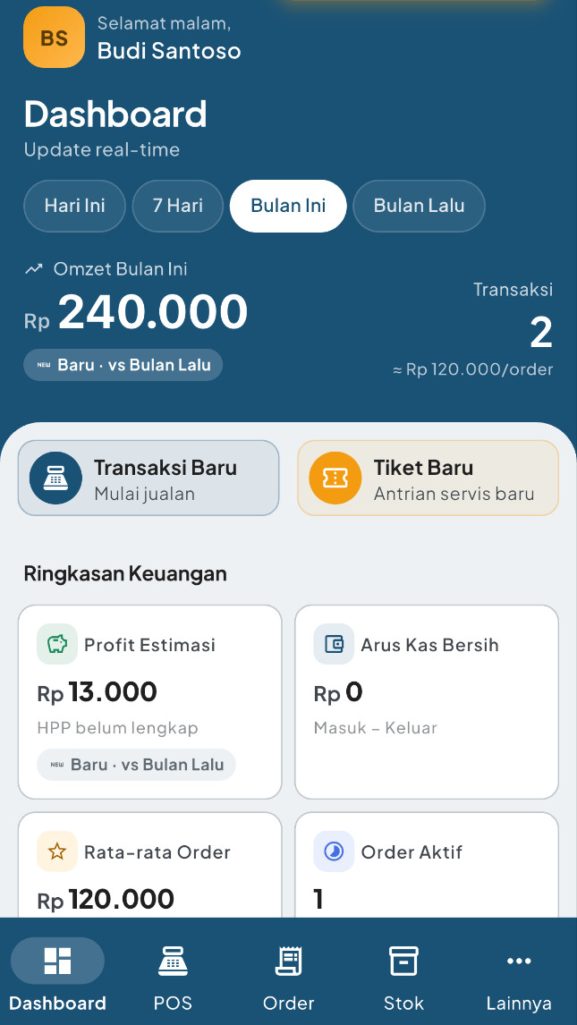 Buka aplikasi, langsung tahu kondisi bengkel